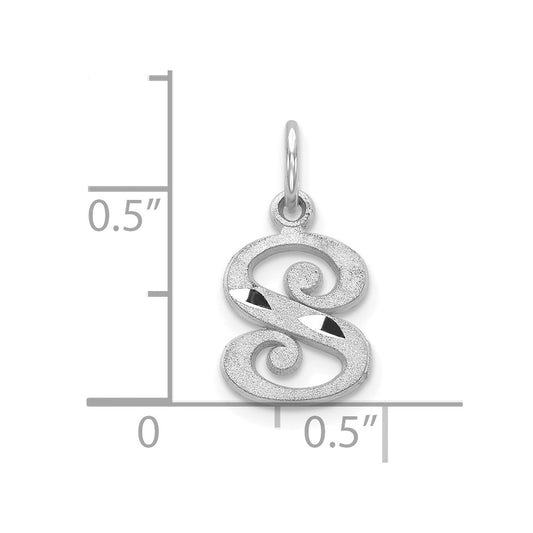 10k White Gold Diamond-cut Initial S Charm