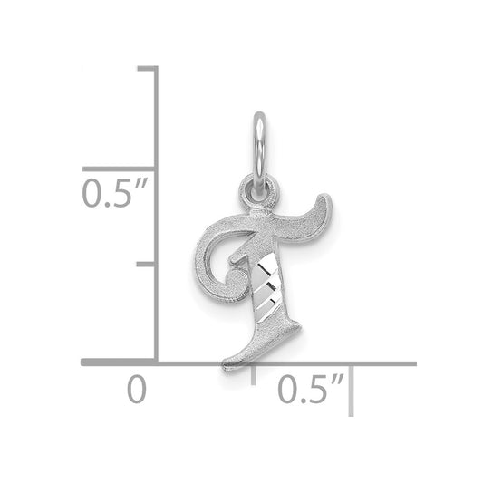10k White Gold Diamond-cut Initial T Charm