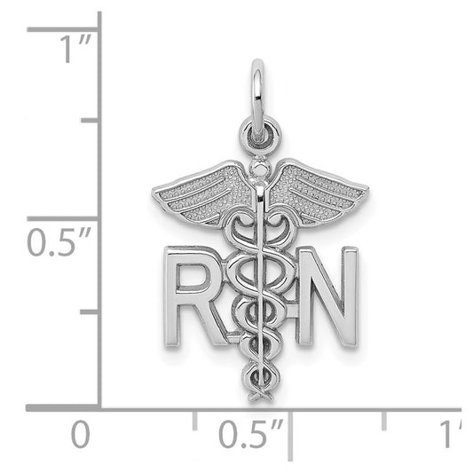 10k White Gold Registered Nurse RN Caduceus Charm