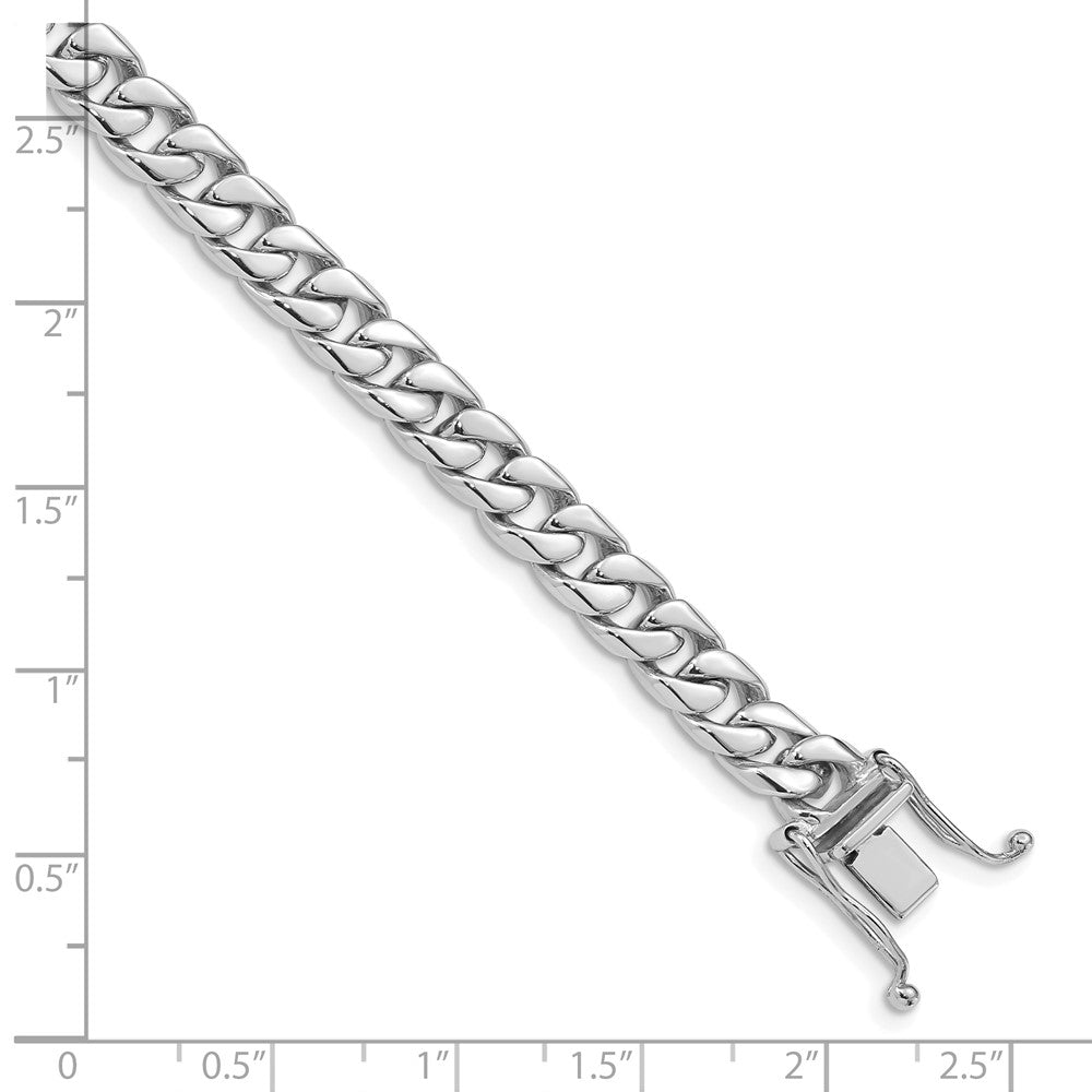 10k White Gold 6.8mm Hand-Polished Flat Beveled Curb Link 8 inch Bracelet