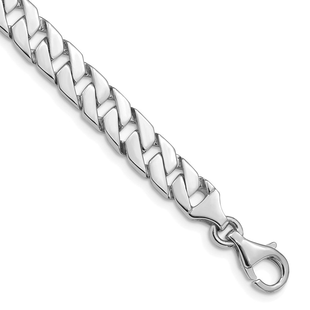 10k White Gold 7.4mm Hand-Polished Fancy Curb Link 8 inch Bracelet