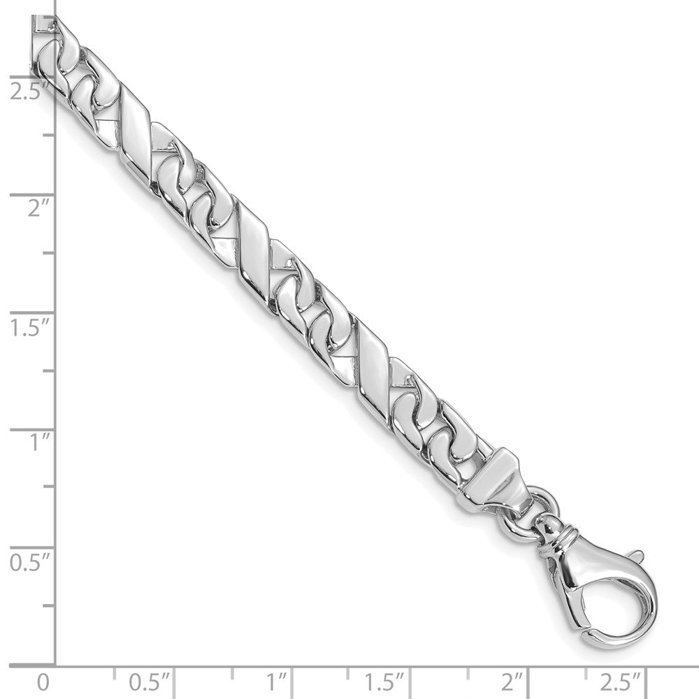 10k White Gold 6.7mm Hand-Polished Fancy Link 8 inch Bracelet