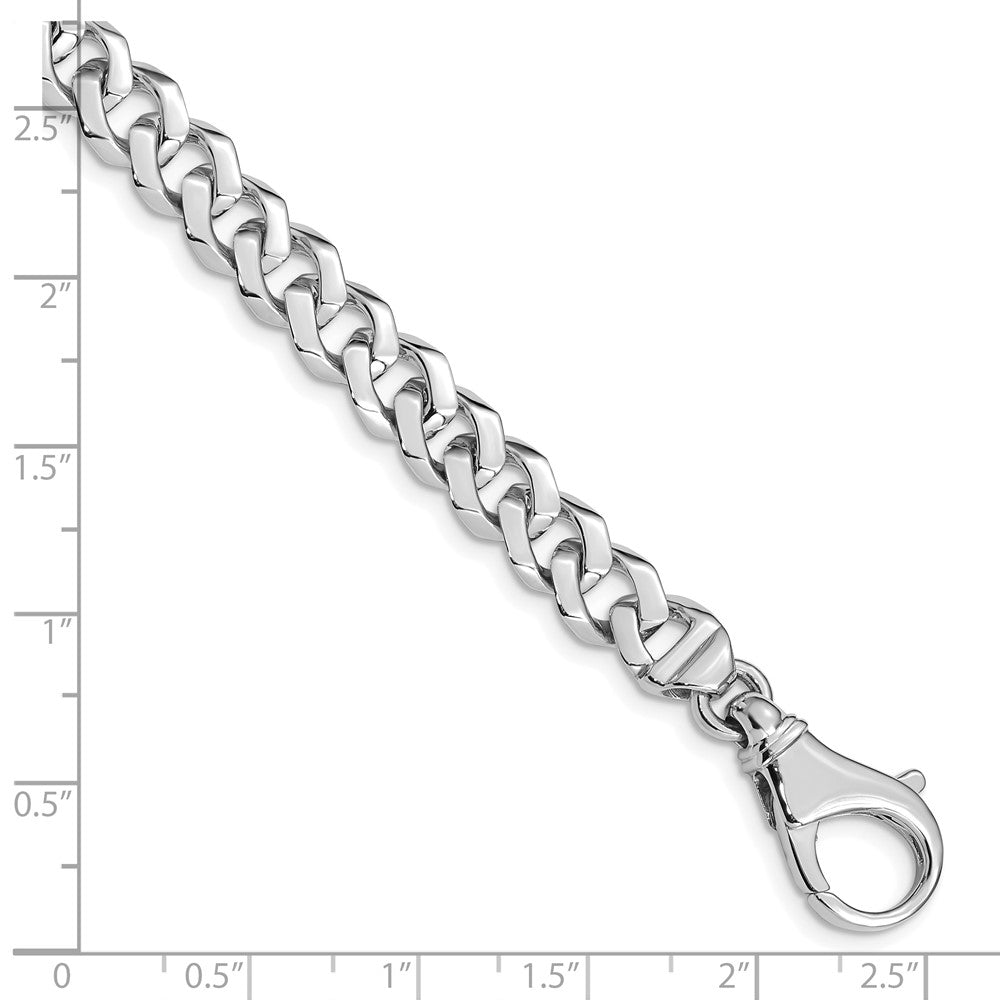 10k White Gold 8mm Hand-polished Fancy Curb Link 8 inch Bracelet
