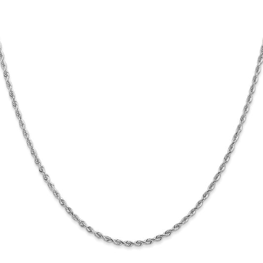 10k White Gold 2.0mm D/C Quadruple Rope Chain