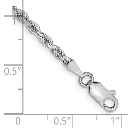 10k White Gold 2.75mm D/C Quadruple Rope Chain Anklet