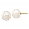 10k 11-12mm White Button Freshwater Cultured Pearl Stud Post Earrings