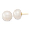10k 13-14mm White Button Freshwater Cultured Pearl Stud Post Earrings