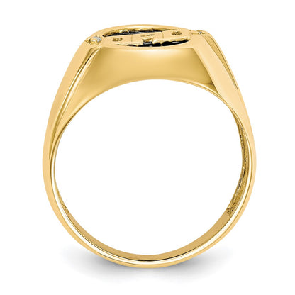 IB Goodman 10k Mens Diamond and Oval Black Onyx DAD Ring