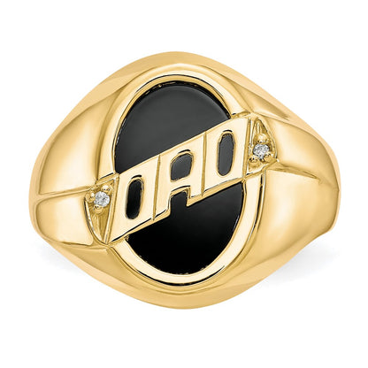 IB Goodman 10k Mens Diamond and Oval Black Onyx DAD Ring