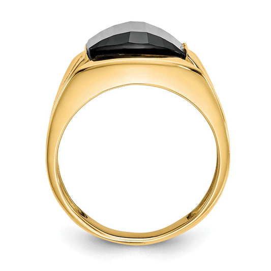IB Goodman 10k Mens Diamond and 11.75x10 Barrel Black Onyx Ring