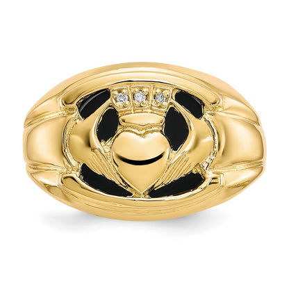 10k Onyx and Diamond Mens Claddagh Ring Mounting