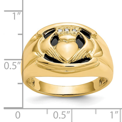 10k Onyx and Diamond Mens Claddagh Ring Mounting