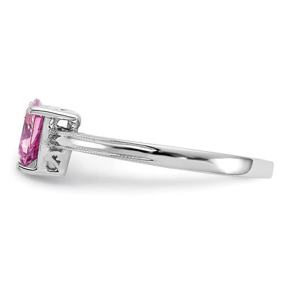 10k White Gold 6mm Trillion Lab Created Pink Sapphire Ring