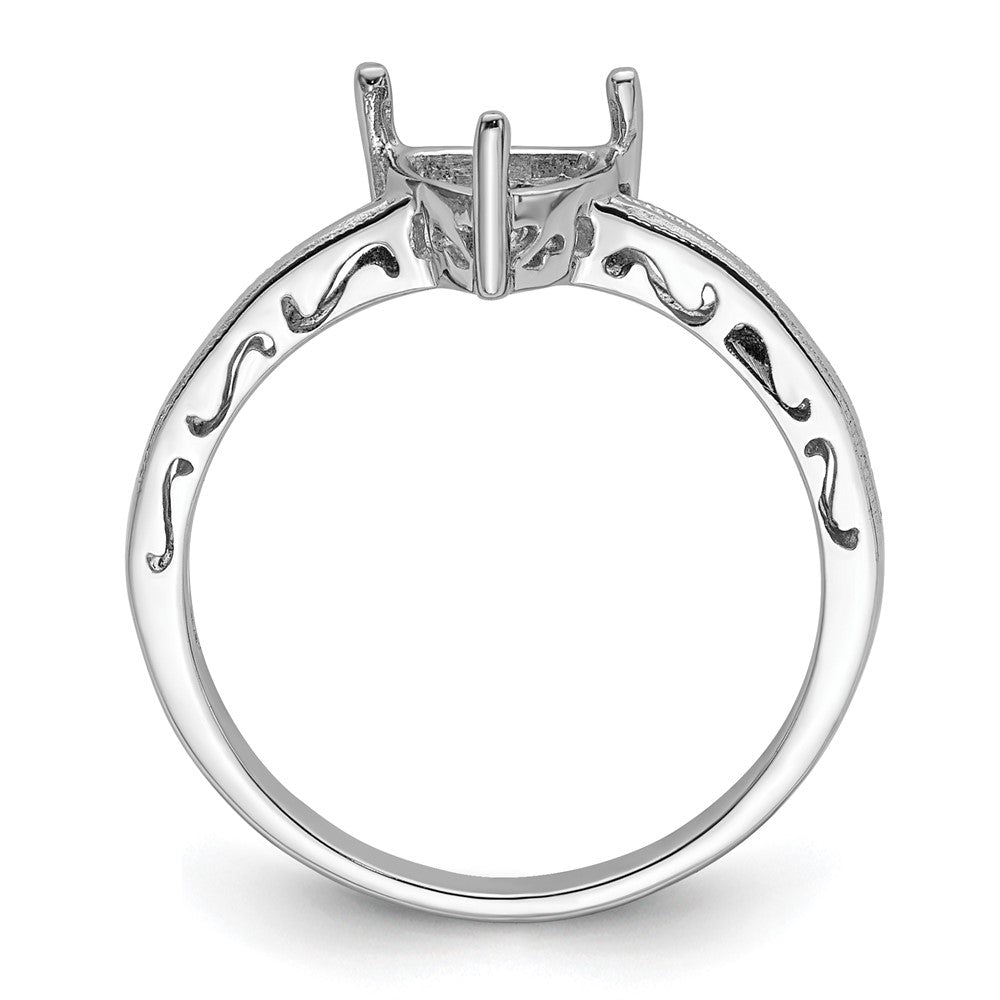 10k White Gold Holds 6mm Trillion Gemstone Ring Mounting