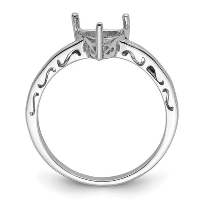 10k White Gold Holds 6mm Trillion Gemstone Ring Mounting