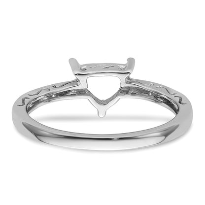 10k White Gold Holds 6mm Trillion Gemstone Ring Mounting