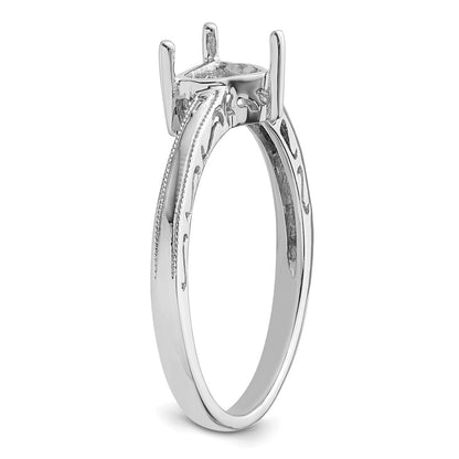 10k White Gold Holds 6mm Trillion Gemstone Ring Mounting