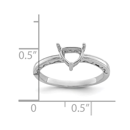 10k White Gold Holds 6mm Trillion Gemstone Ring Mounting