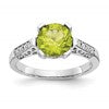 10k White Gold 1/10 carat Diamond and 8mm Round Peridot Ring