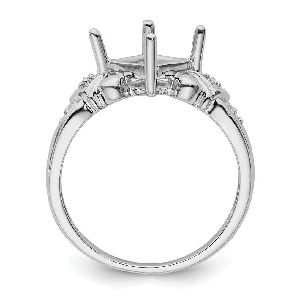 10k White Gold Holds 6mm Princess and 4-1.00mm Round Ring Mounting