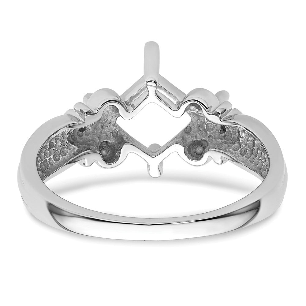 10k White Gold Holds 6mm Princess and 4-1.00mm Round Ring Mounting