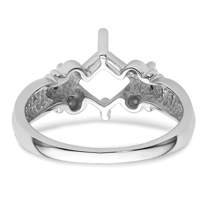 10k White Gold Holds 6mm Princess and 4-1.00mm Round Ring Mounting