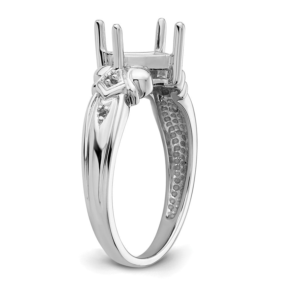 10k White Gold Holds 6mm Princess and 4-1.00mm Round Ring Mounting