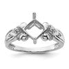 10k White Gold Holds 6mm Princess and 4-1.00mm Round Ring Mounting
