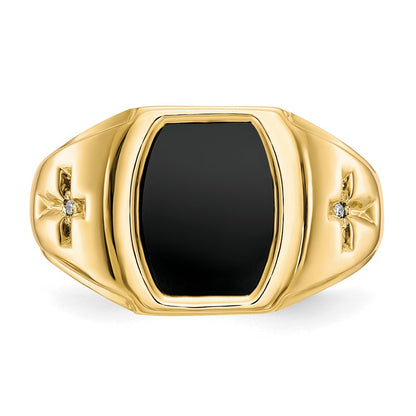 IB Goodman 10k Onyx and .01 carat Diamond Mens Cross Shank Ring