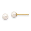 10k 4-5mm White Round Freshwater Cultured Pearl Stud Post Earrings