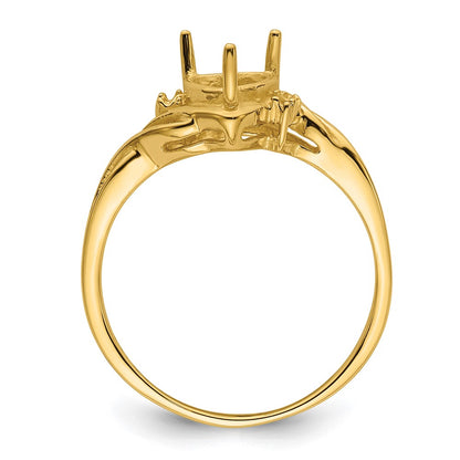 10k Holds 2-1.3mm Diamonds and 6mm Heart Gemstone Ring Mounting
