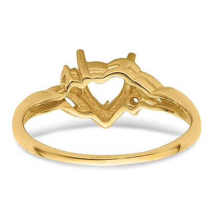 10k Holds 2-1.3mm Diamonds and 6mm Heart Gemstone Ring Mounting