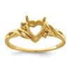 10k Holds 2-1.3mm Diamonds and 6mm Heart Gemstone Ring Mounting