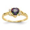 10k 6mm Heart Mystic Fire Topaz and .01 carat Diamond Ring