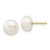 10k 8-9mm White Button Freshwater Cultured Pearl Stud Post Earrings