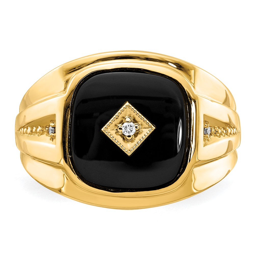 IB Goodman 10k Mens Diamond and Onyx Ring