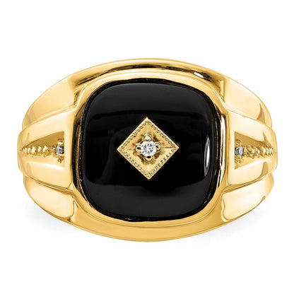 IB Goodman 10k Mens Diamond and Onyx Ring