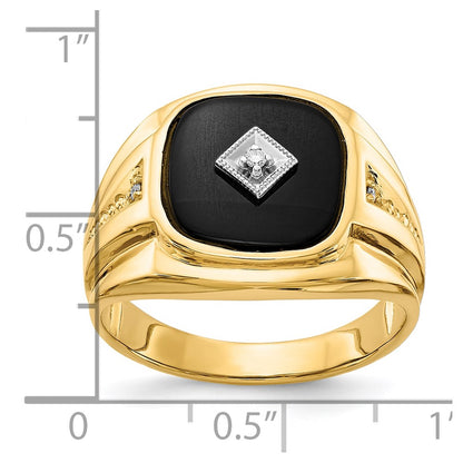 IB Goodman 10k Mens Diamond and Onyx Ring