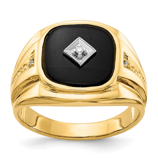 IB Goodman 10k Mens Diamond and Onyx Ring