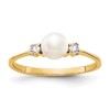 10K 5-5.5mm White Round Freshwater Cultured Pearl and 1/15 carat A Diamond Ring