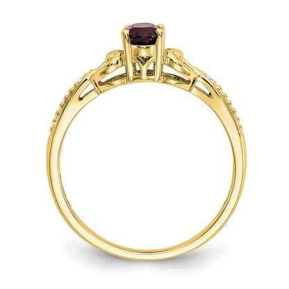 10k 6x4mm Oval January/ Garnet and Diamond Size 7 Ring