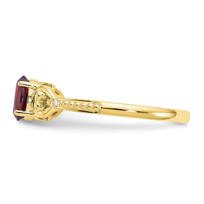 10k 6x4mm Oval January/ Garnet and Diamond Size 7 Ring
