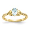 10k 6x4mm Oval March/ Aquamarine and Diamond Size 7 Ring