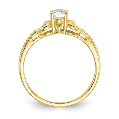 10k 6x4mm Oval April/ White Topaz and Diamond Size 7 Ring