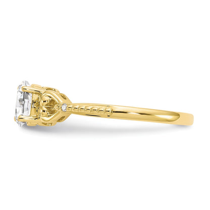 10k 6x4mm Oval April/ White Topaz and Diamond Size 7 Ring