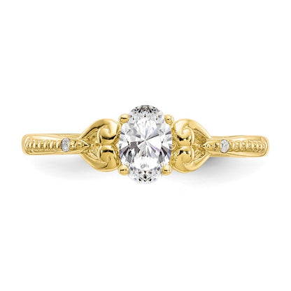 10k 6x4mm Oval April/ White Topaz and Diamond Size 7 Ring