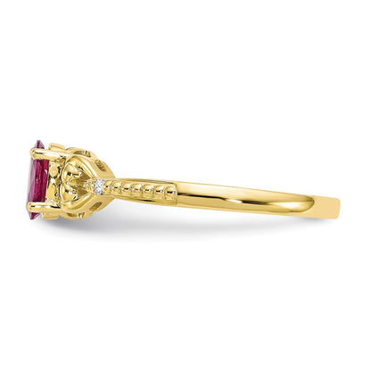 10k 6x4mm Oval July/ Ruby and Diamond Size 7 Ring