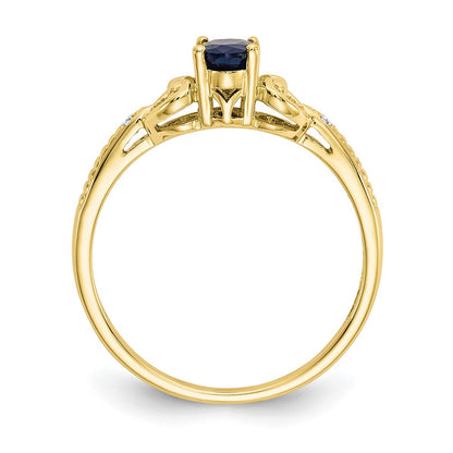 10k 6x4mm Oval September/ Sapphire and Diamond Size 7 Ring