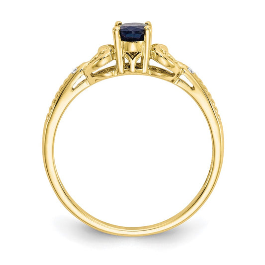 10k 6x4mm Oval September/ Sapphire and Diamond Size 7 Ring