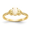 10k 6x4mm Oval October/ Opal and Diamond Size 7 Ring